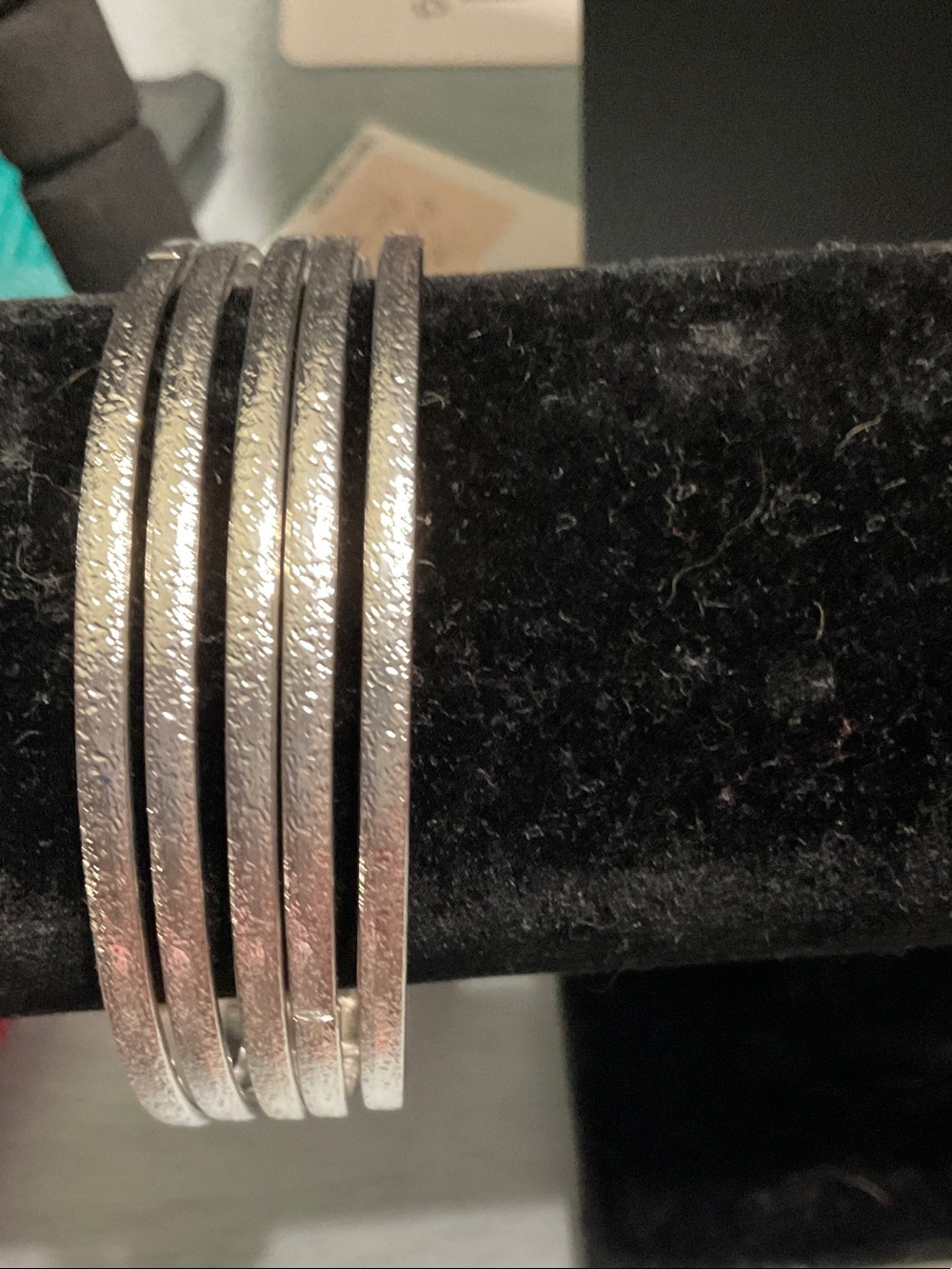 Stackable Silver Textured Bangle Bracelet Set - Women's Jewelry